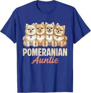Pomeranian Auntie Funny Puppy Owner Cute Pom Dog Lover T-Shirt - T-Shirt | Royal