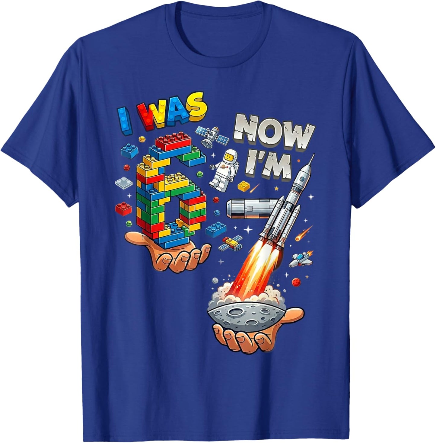I was 6 I Just Turned 7 Now Space Rocket 67 Meme T-Shirt - T-Shirt | Royal