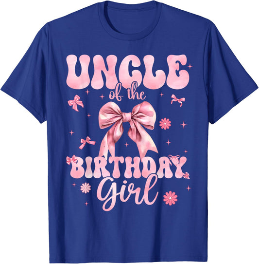 Uncle of The Birthday Girl Coquette Bow Theme Family Bday T-Shirt - T-Shirt | Royal