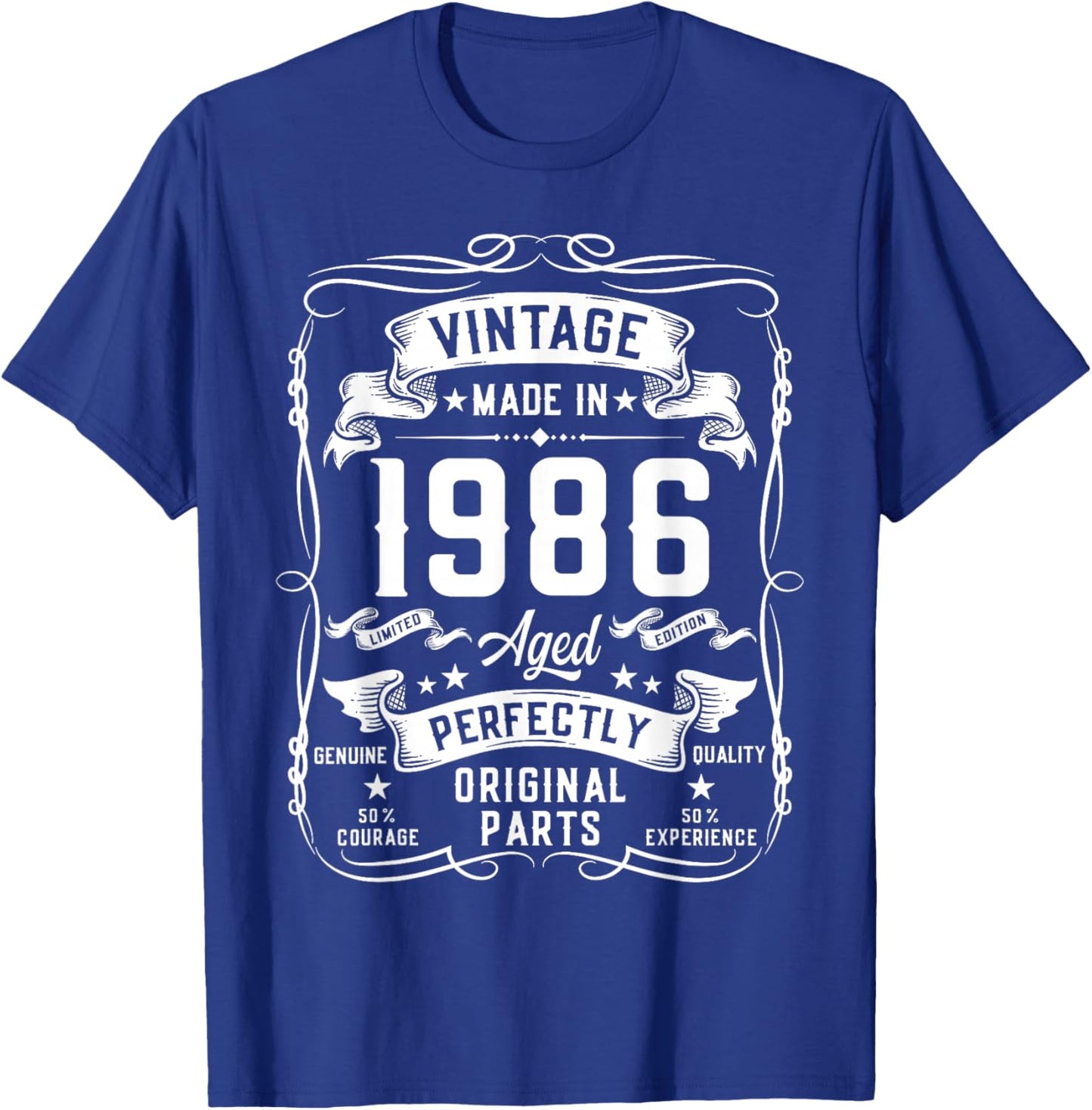 Vintage 1986 40yr 40th Birthday Gifts 40 Years Old T-Shirt - T-Shirt | Royal