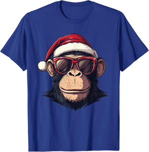Monkey Santa Hat chimpanzee Monkey Lovers Christmas Pajama T-Shirt - T-Shirt | Royal