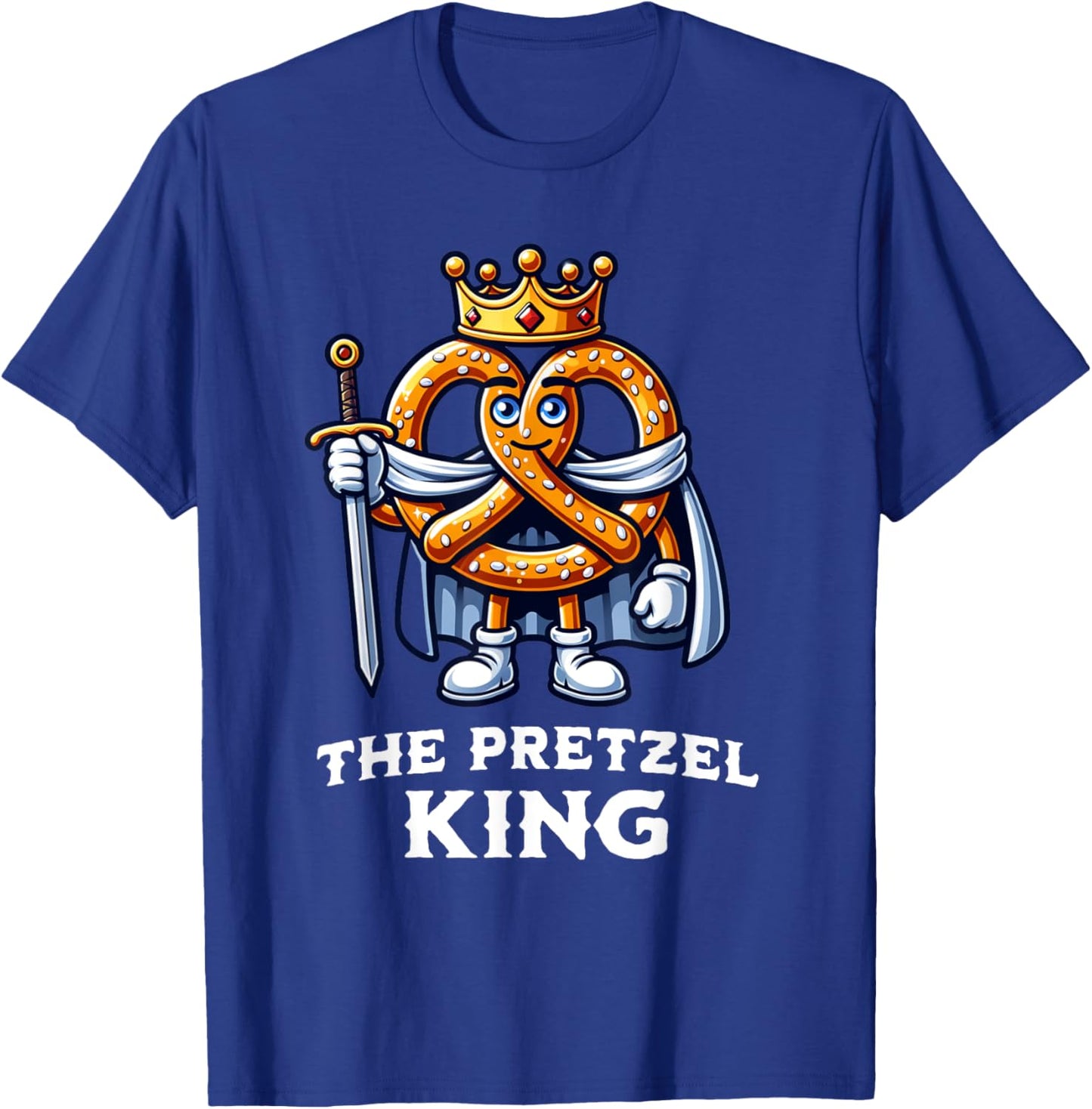 Pretzel King Funny Pretzel Lover Illustration T-Shirt - T-Shirt | Royal