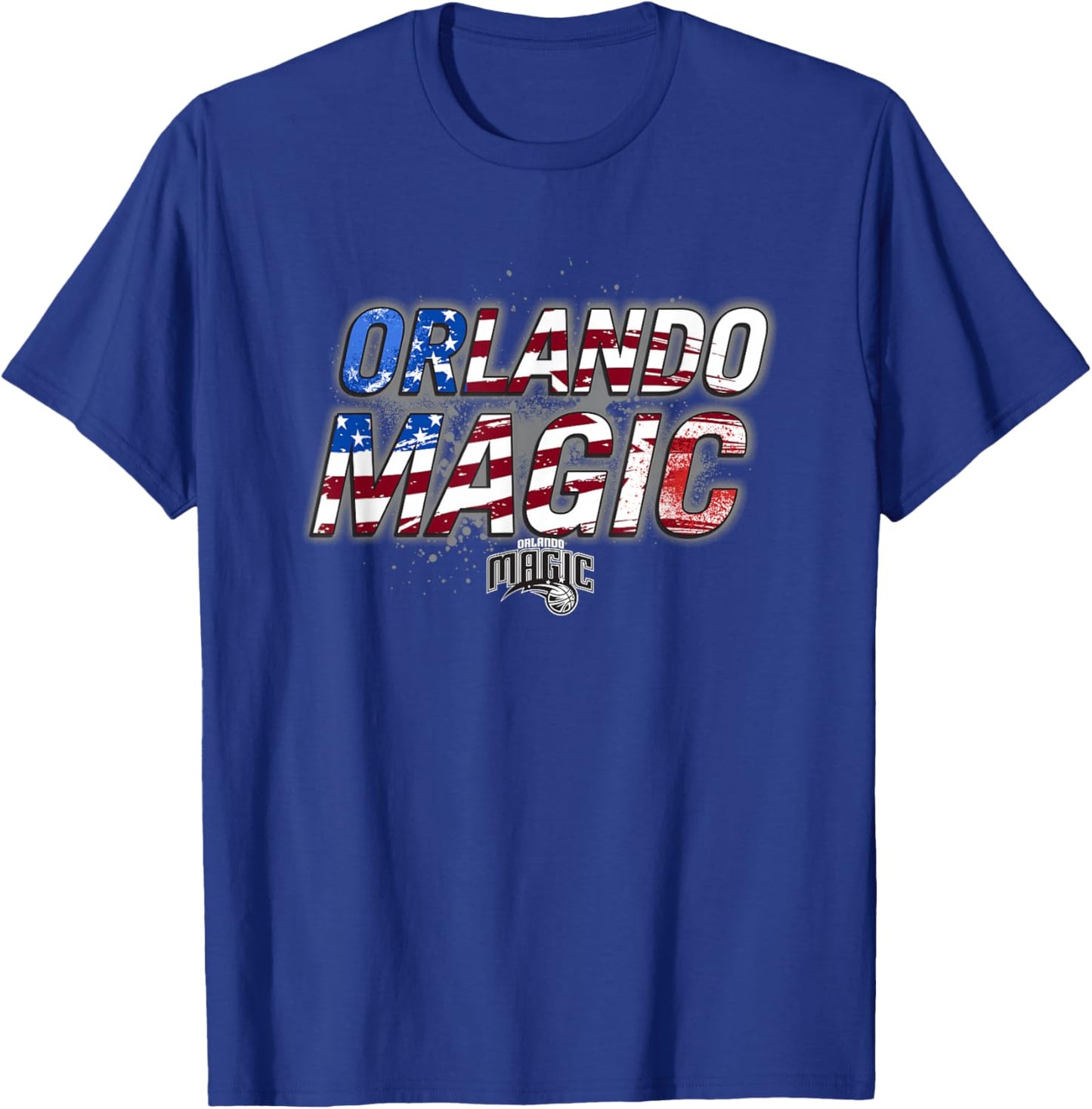 NBA Orlando Magic American Flag Distressed Paint Spill T-Shirt - T-Shirt | Royal
