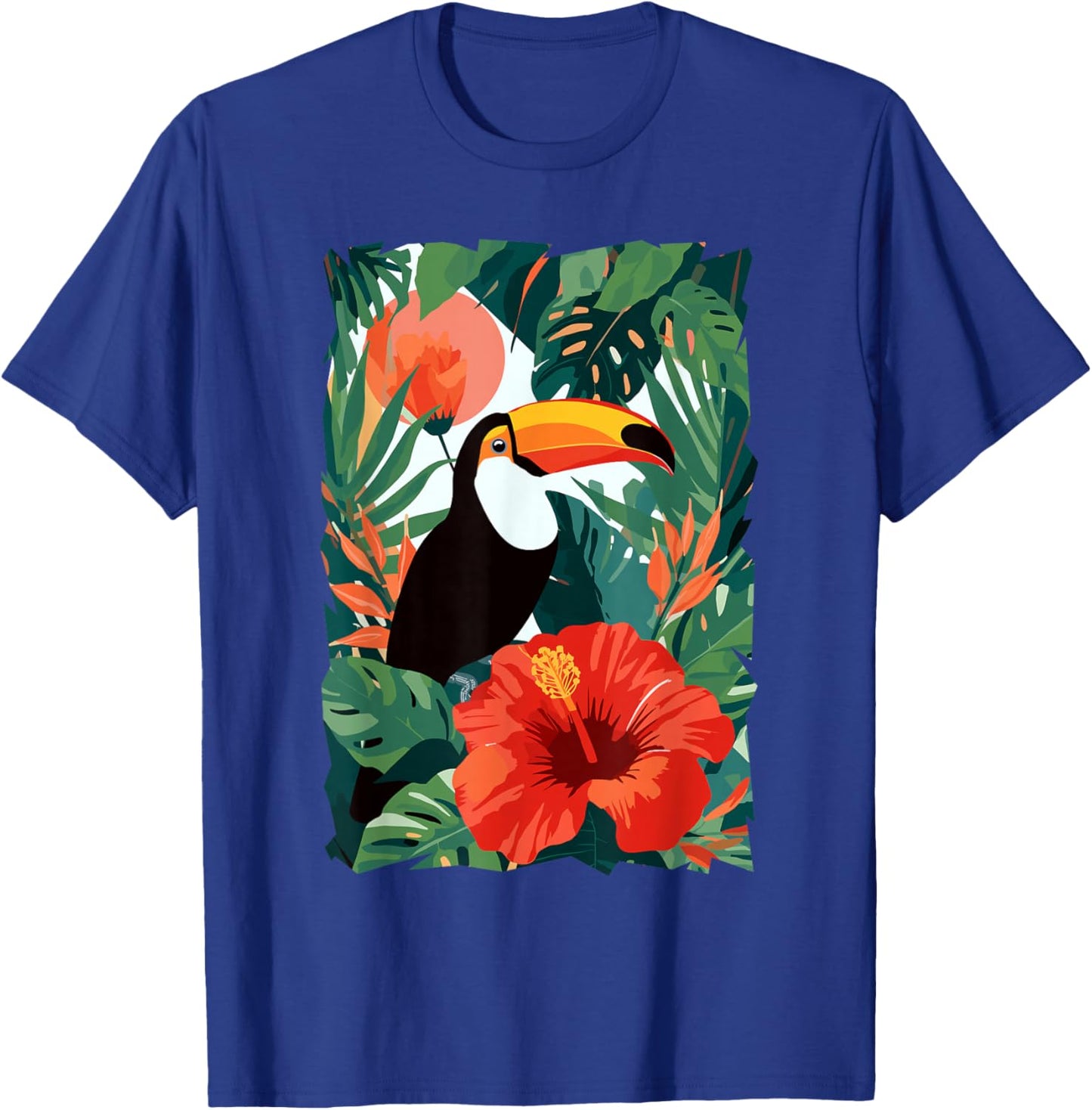 Bird Toucan Tropical Jungle Paradise Hibiscus Wild T-Shirt - T-Shirt | Royal