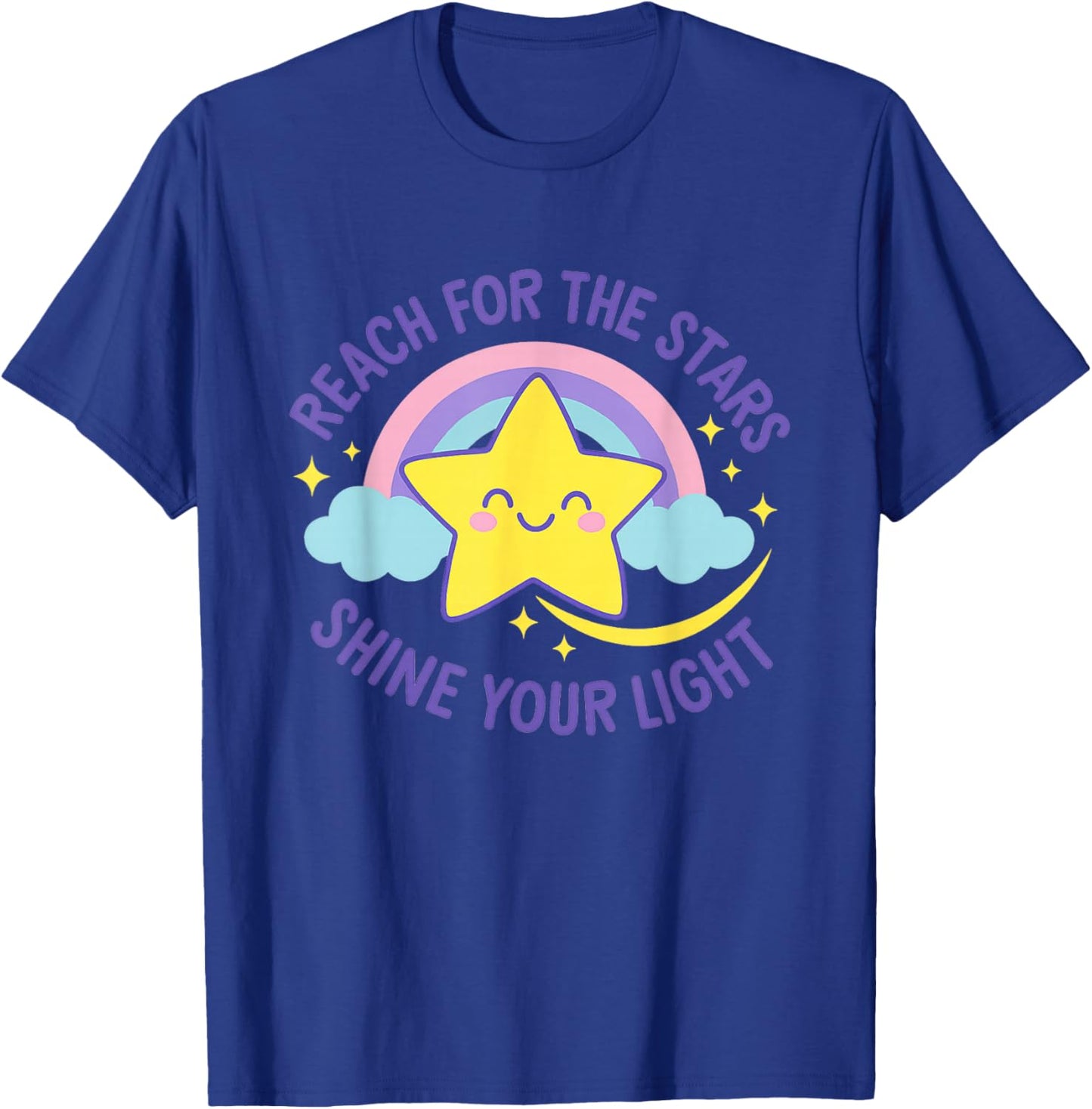Cheerful Smiling Star Inspirational Stars and Rainbows Dream T-Shirt - T-Shirt | Royal