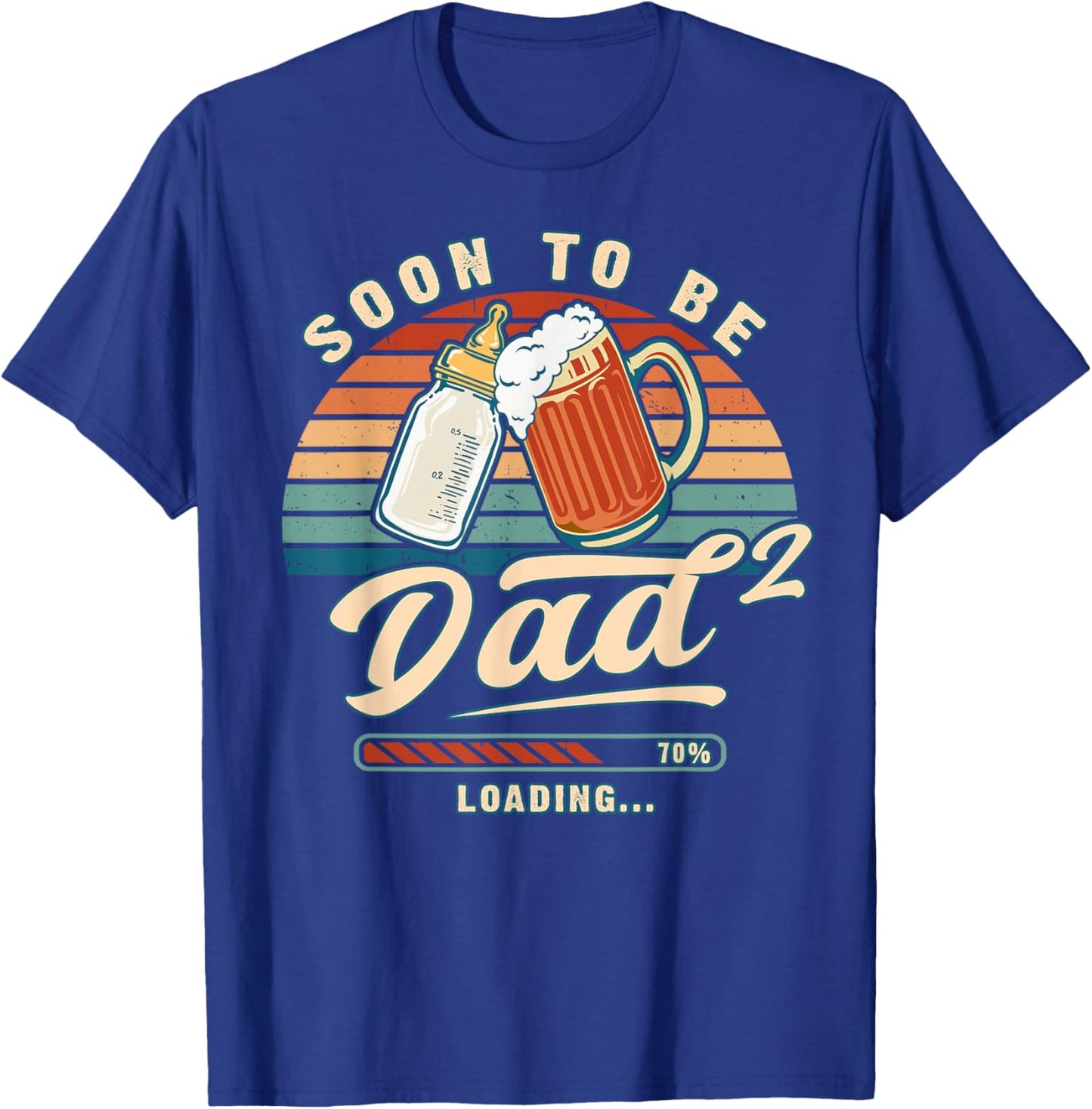 Soon to Be Dad Again Loading Second Baby Reveal T-Shirt - T-Shirt | Royal