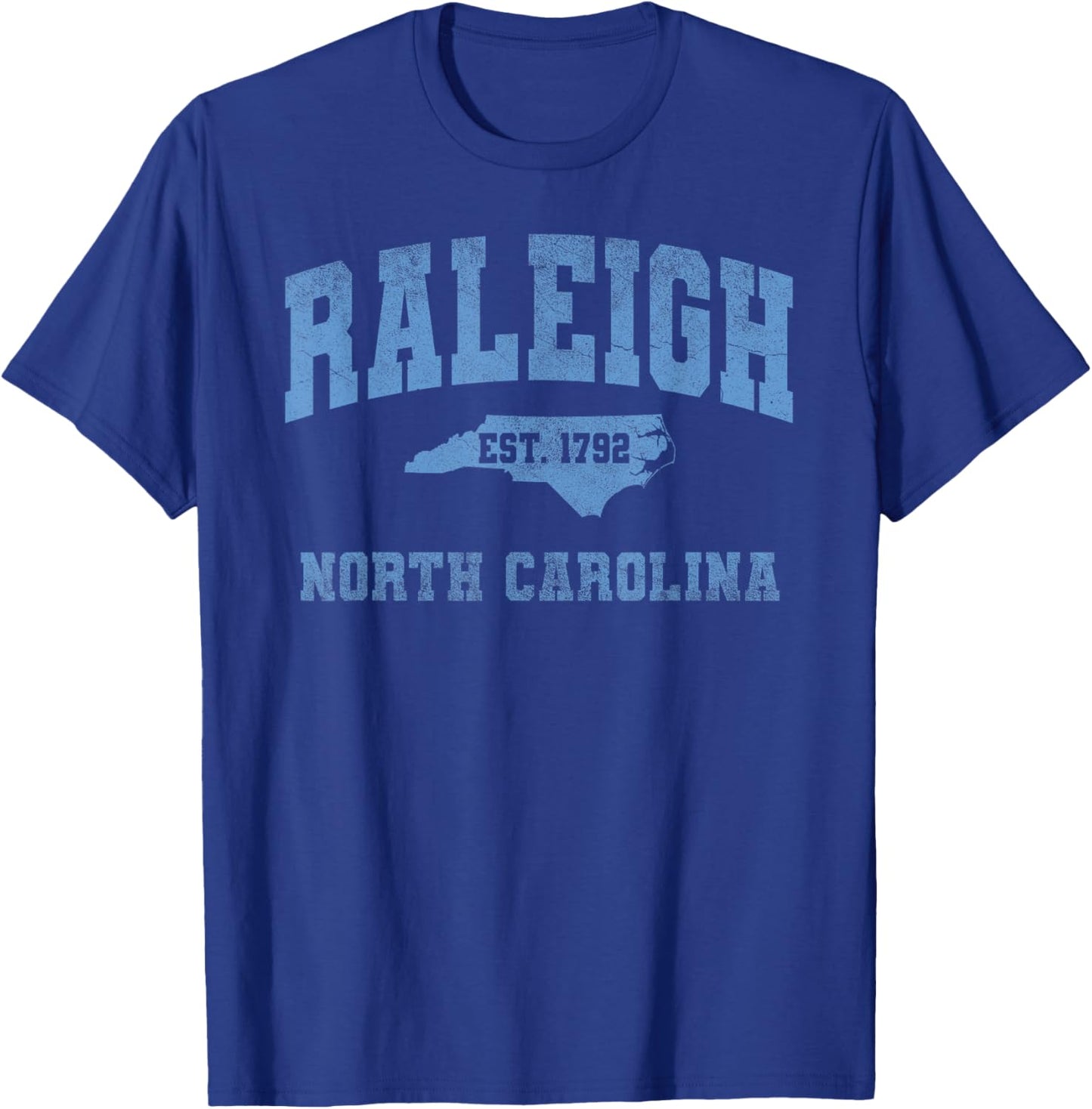 Raleigh North Carolina NC Vintage State Athletic Style T-Shirt - T-Shirt | Royal