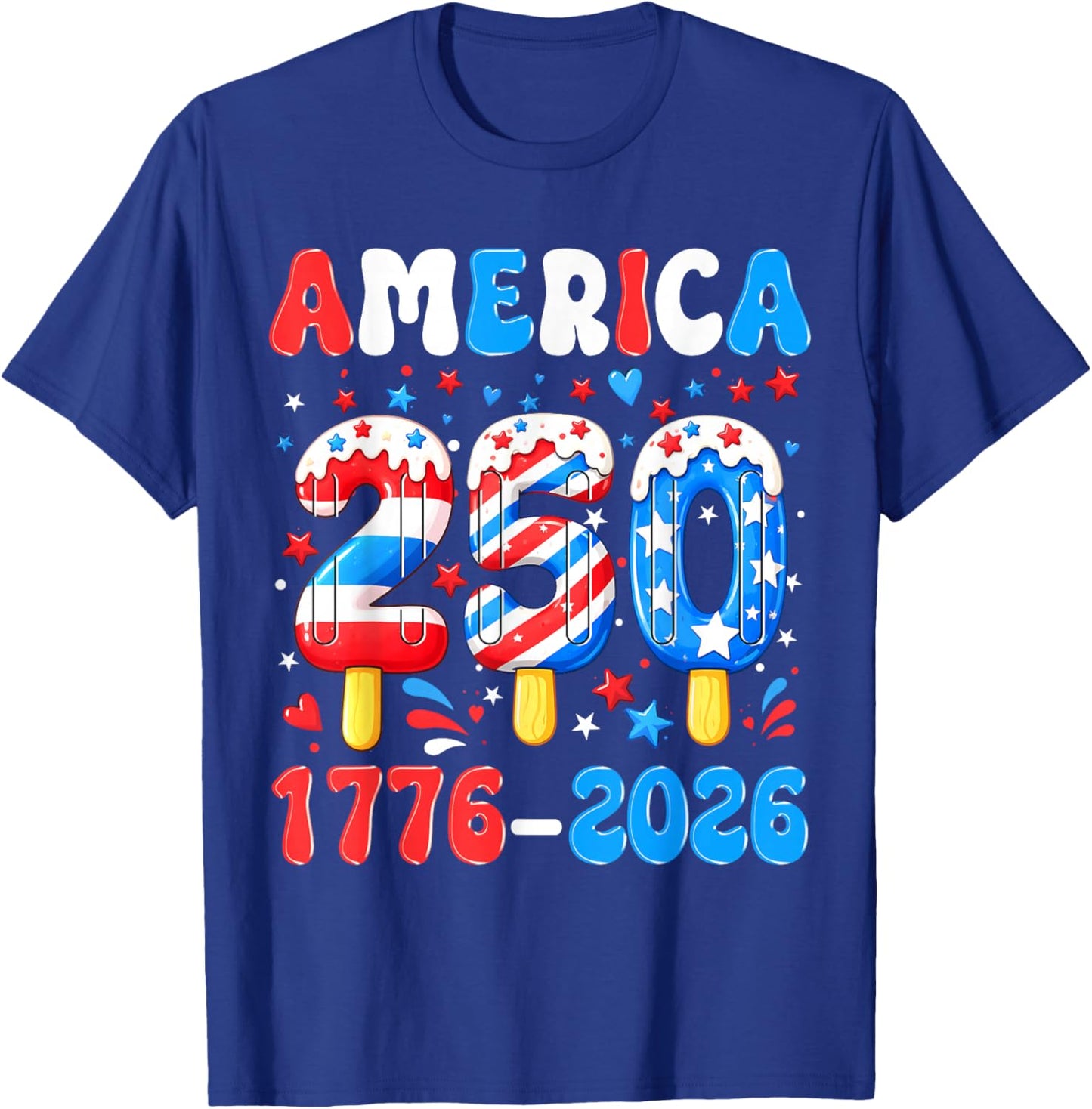250 Years America 1776-2026 Ice Cream 4th of July Boy Kids T-Shirt - T-Shirt | Royal