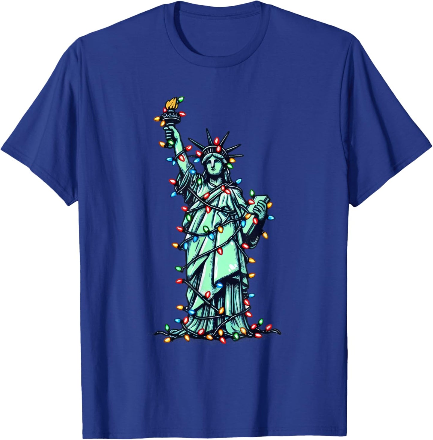 American Patriotic Xmas Outfit Cute Santa Statue of Liberty T-Shirt - T-Shirt | Royal