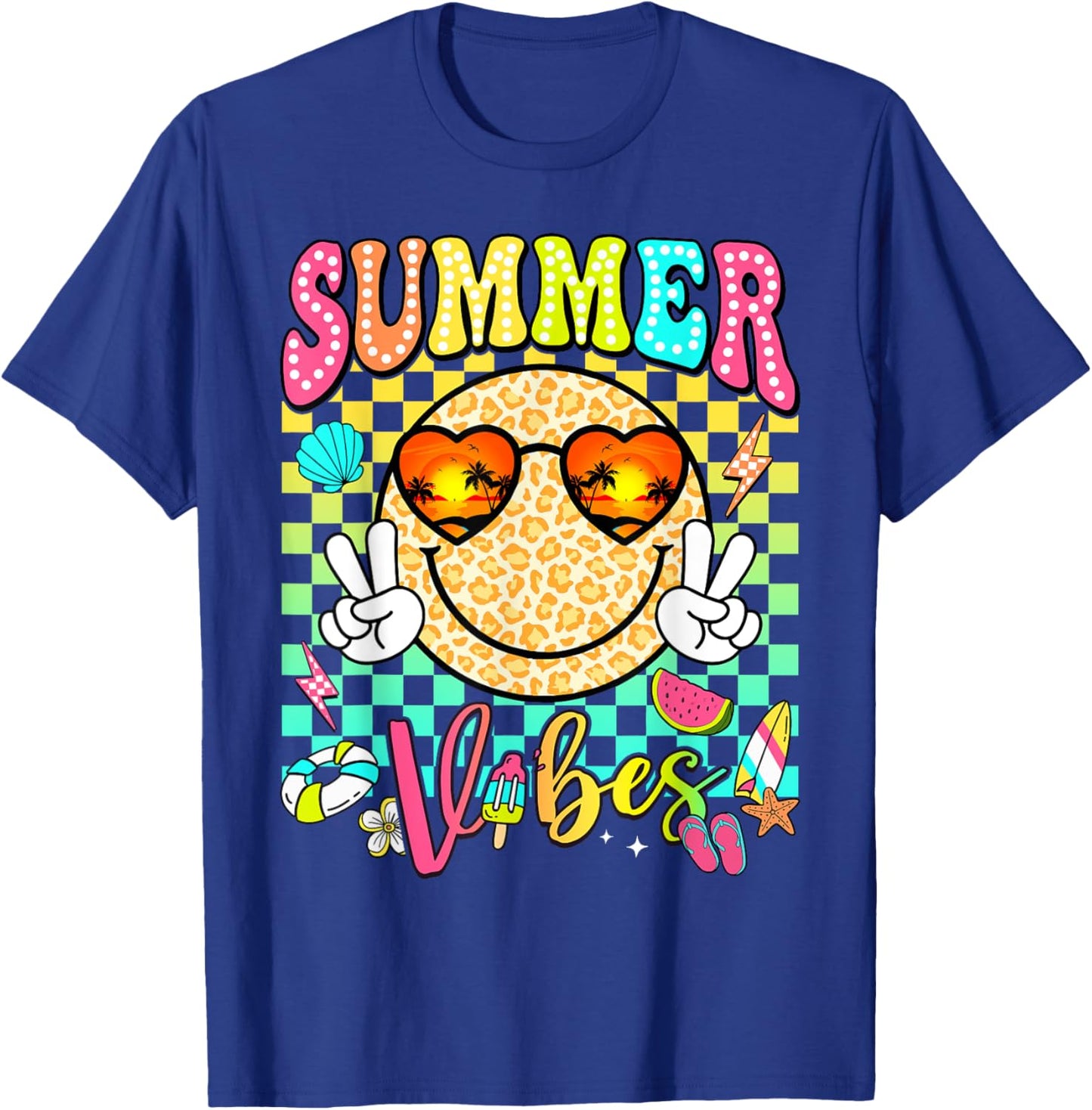 Groovy Summer Vibes Women Girl Kids Summer Beach Vacation T-Shirt - T-Shirt | Royal