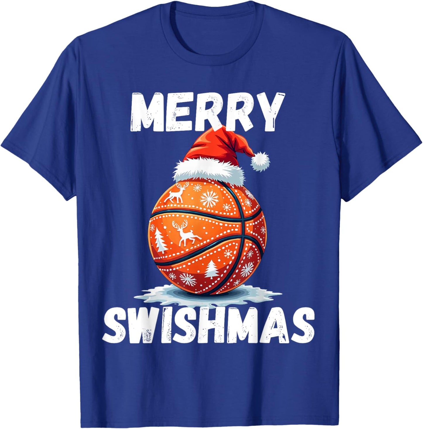 Merry Swishmas Basketball Cool Christmas Xmas Men Boys Kids T-Shirt - T-Shirt | Royal