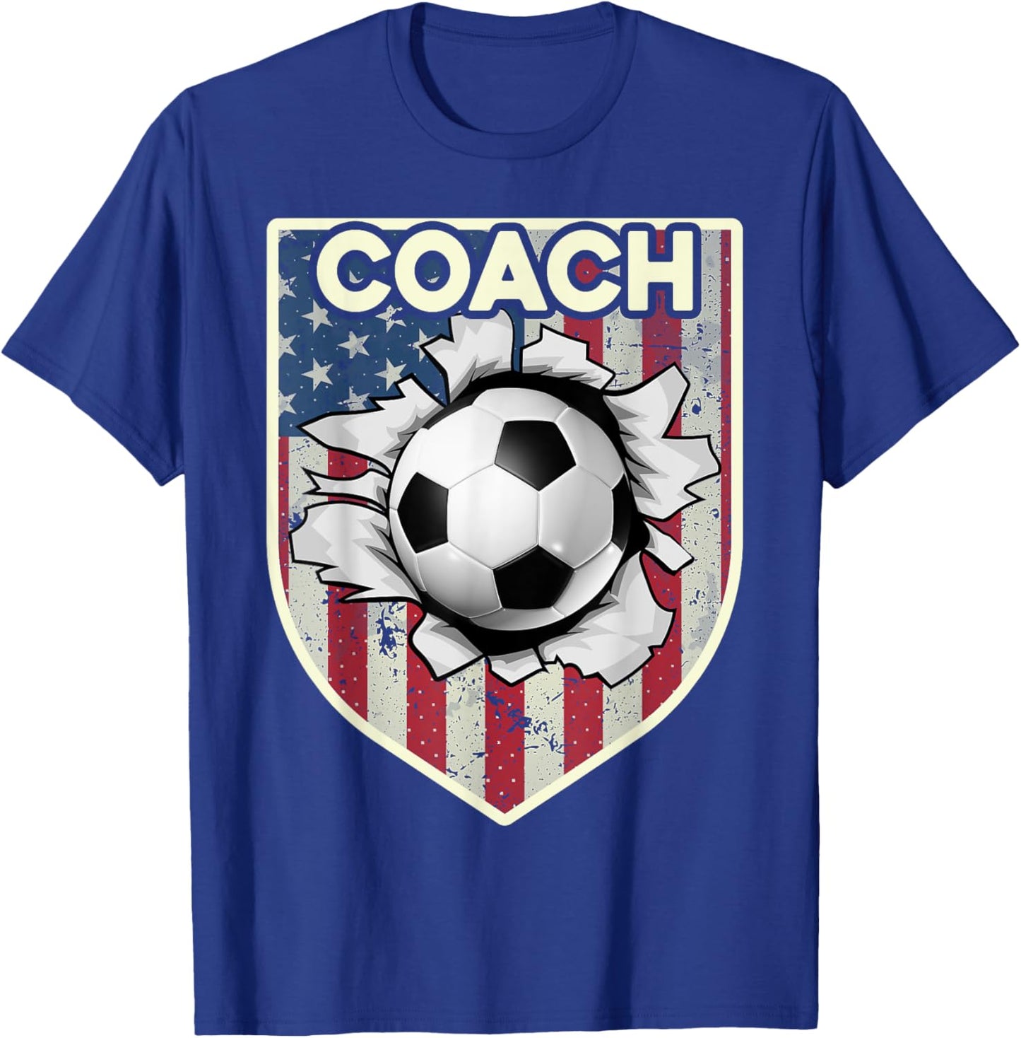 USA Flag Soccer Coach Funny Soccer Trainer American Outfit T-Shirt - T-Shirt | Royal