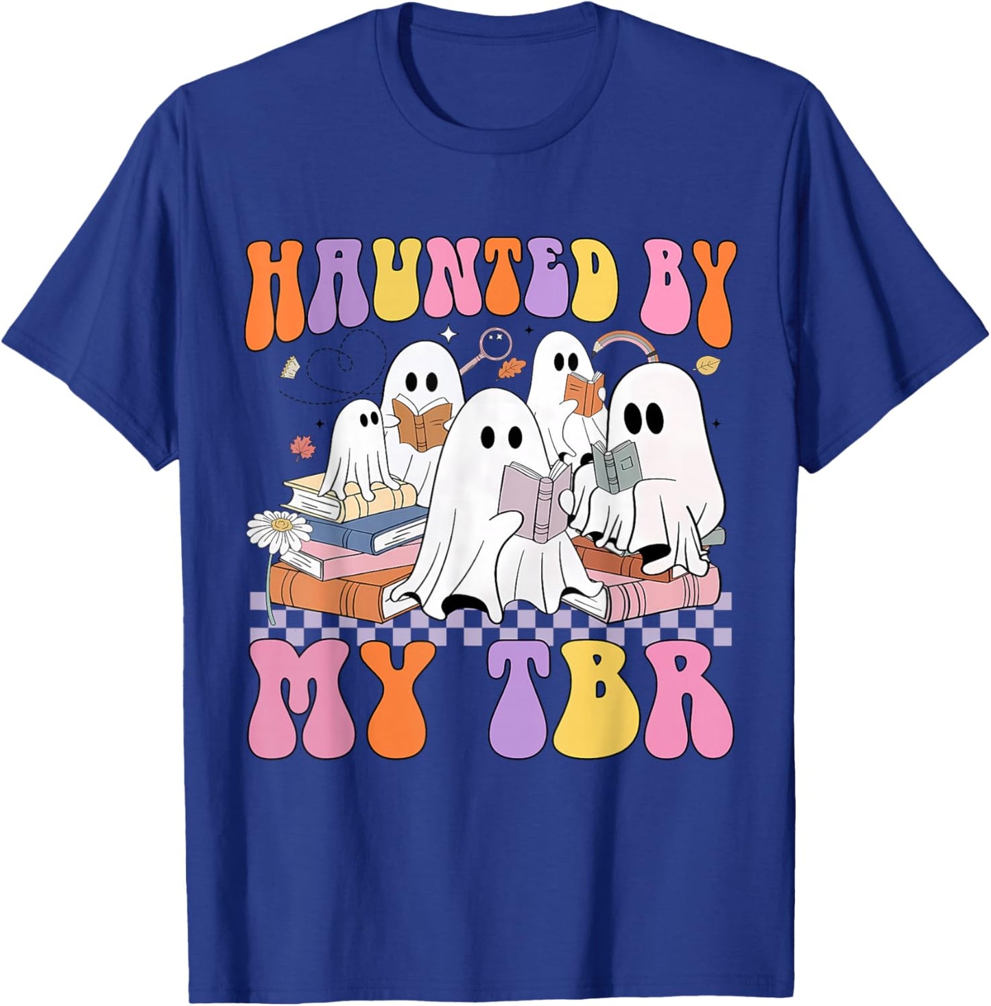 Haunted by My TBR Cute Ghosts Book Reading Teacher Halloween T-Shirt - T-Shirt | Royal