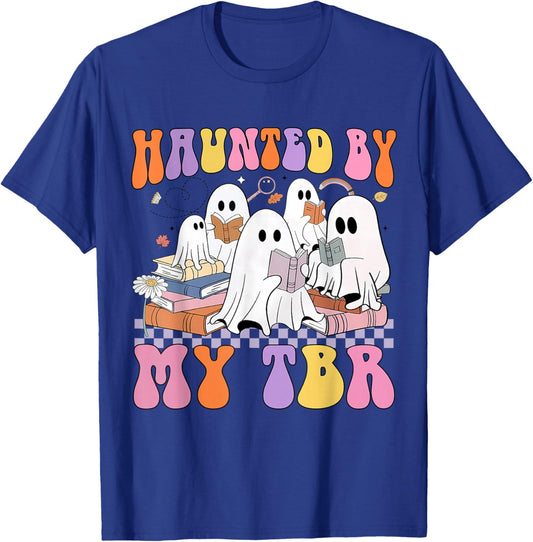 Haunted by My TBR Cute Ghosts Book Reading Teacher Halloween T-Shirt - T-Shirt | Royal