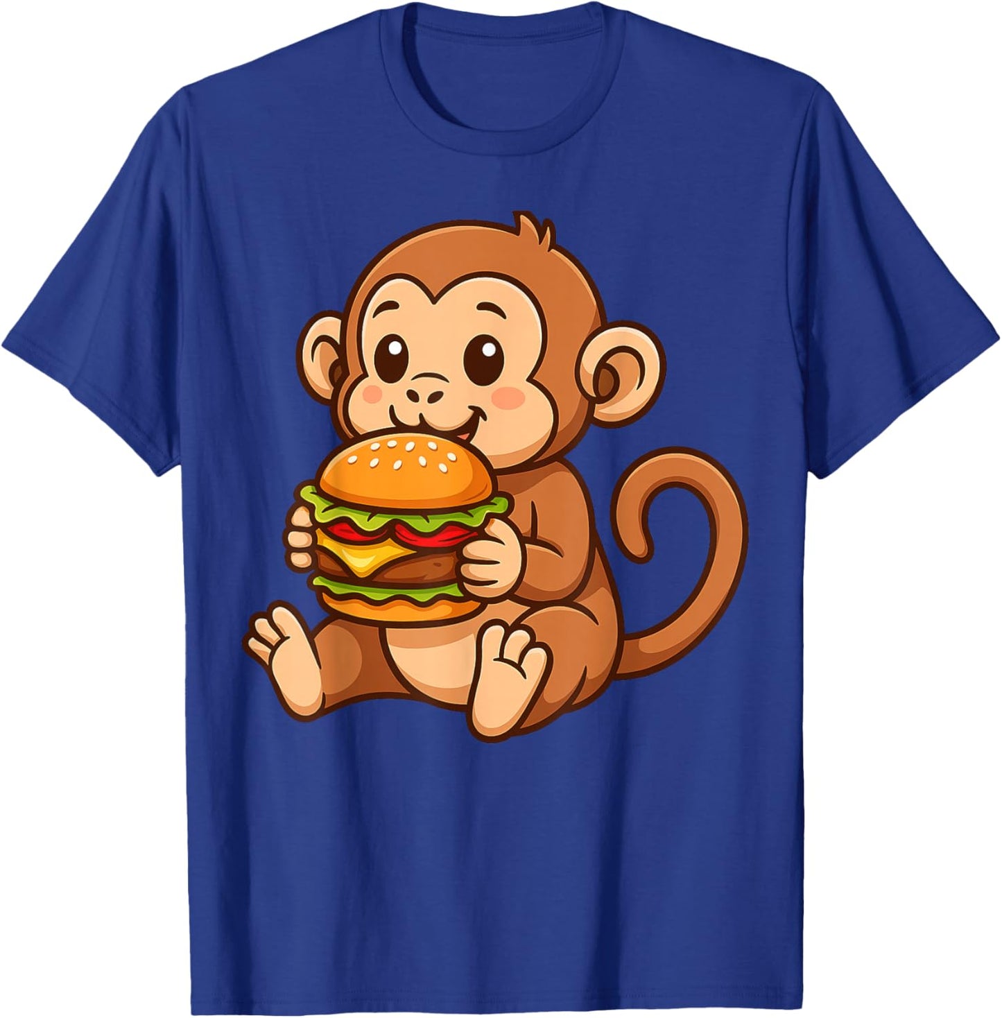 Monkey Eating a Hamburger T-Shirt - T-Shirt | Royal
