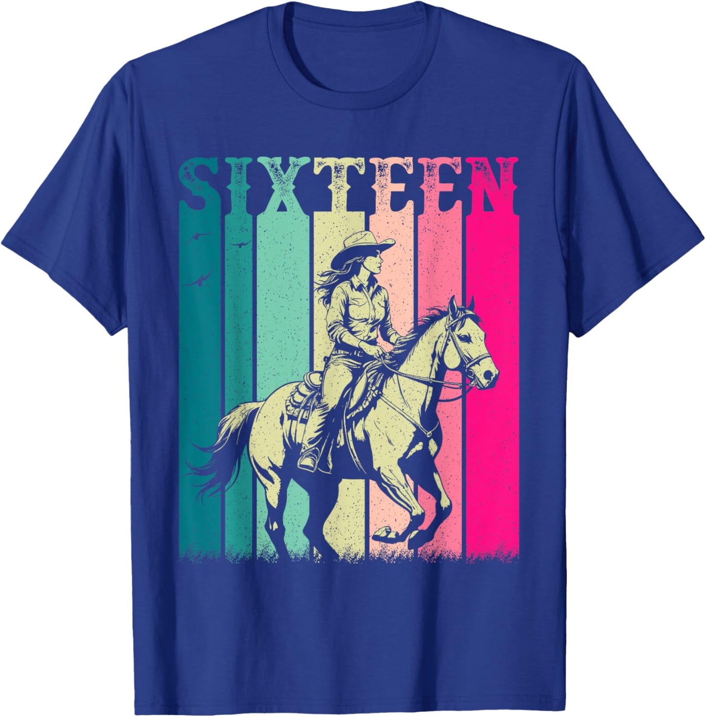 Cowgirl 16th Birthday Girls 16 Year Old Western Rodeo Party T-Shirt - T-Shirt | Royal