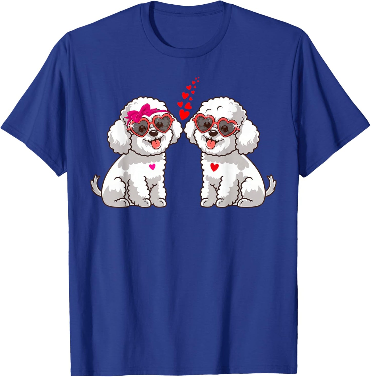 Bichon Frise Dog Valentine's Day Matching Couple Man Woman T-Shirt - T-Shirt | Royal