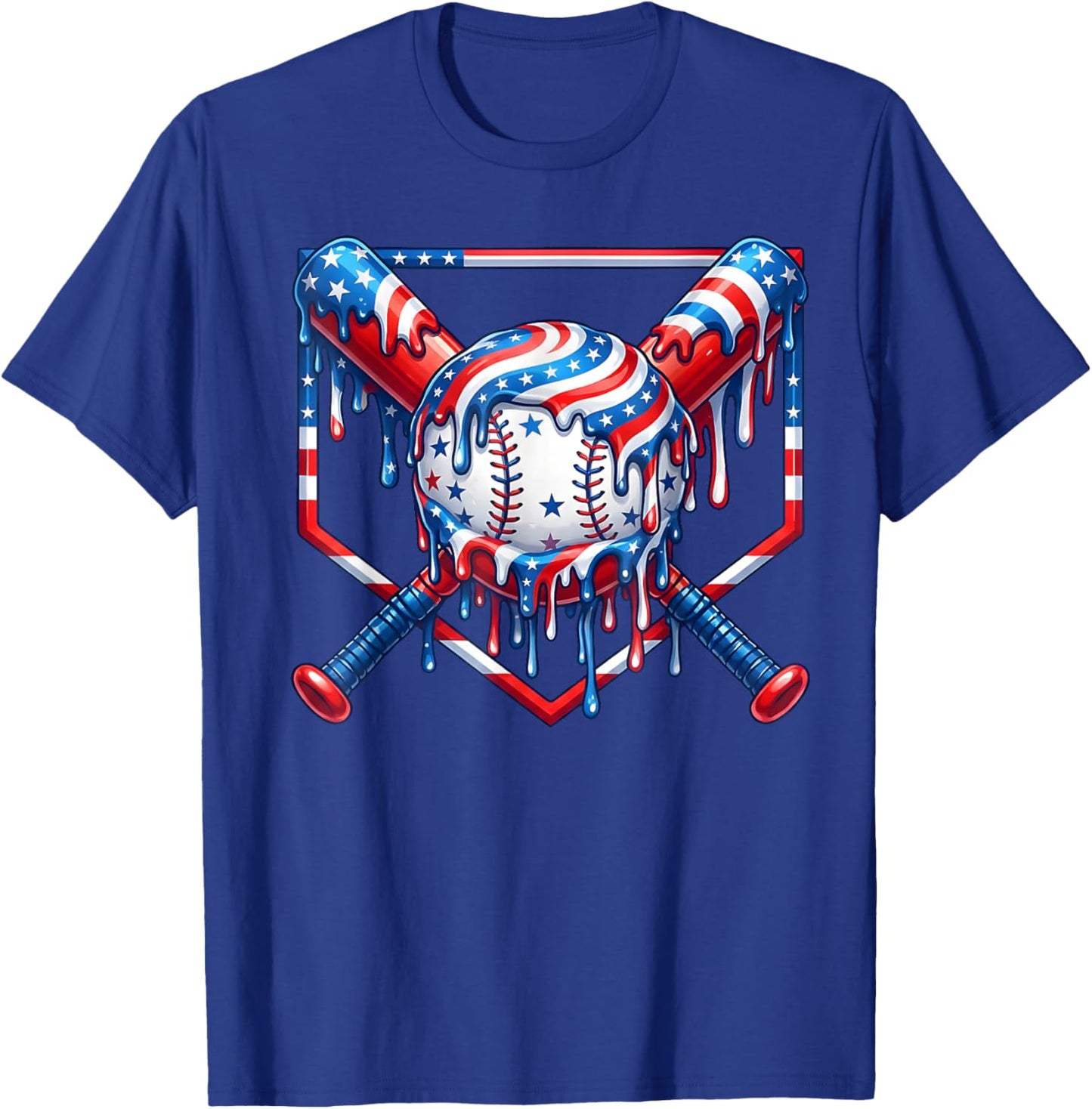 Drip Baseball Lifestyle Mascot Shirt Funny 4th of July T-Shirt - T-Shirt | Royal