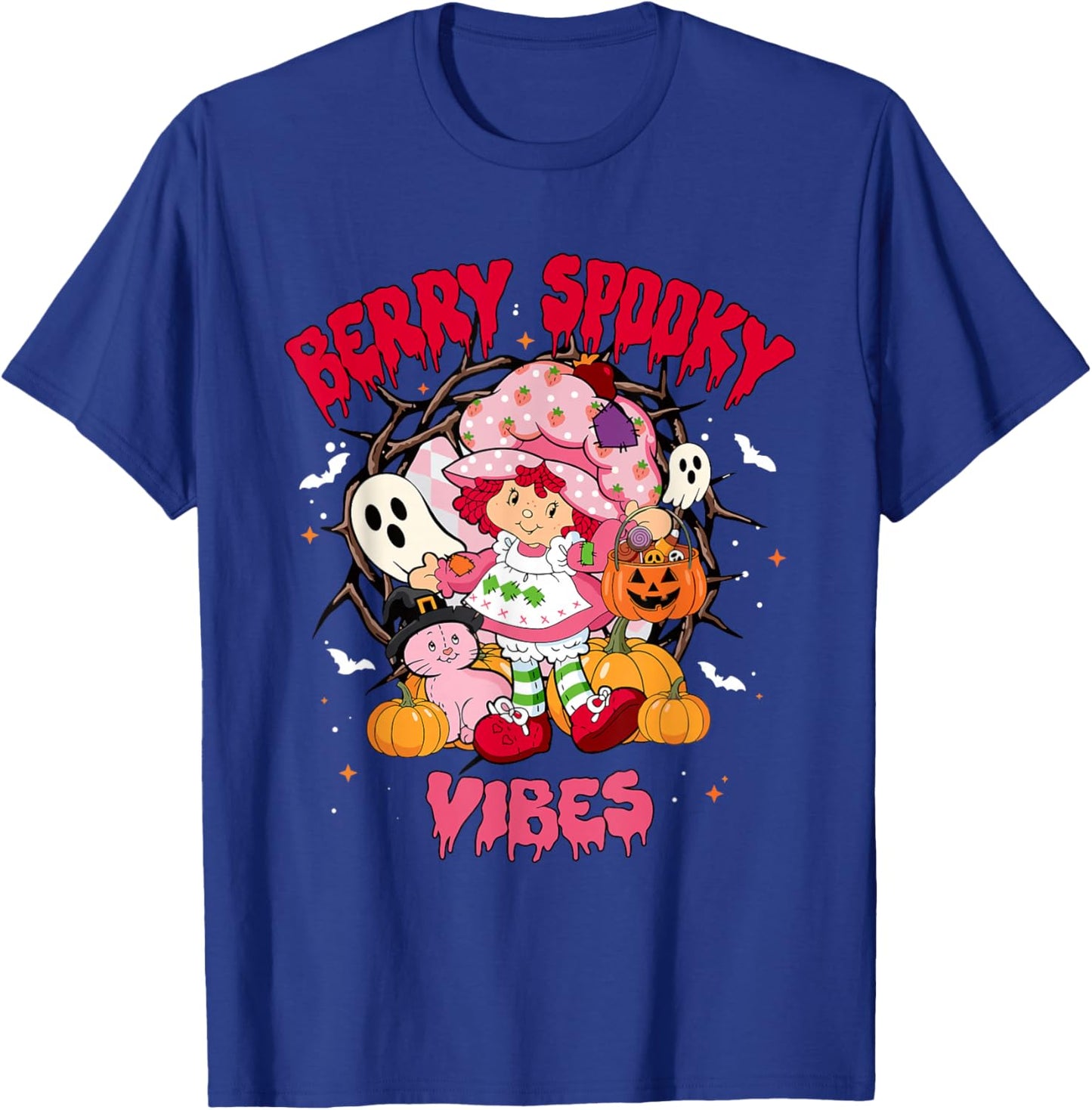 Berry Spooky Vibes Halloween Strawberry Ghost Girls Spooky T-Shirt - T-Shirt | Royal