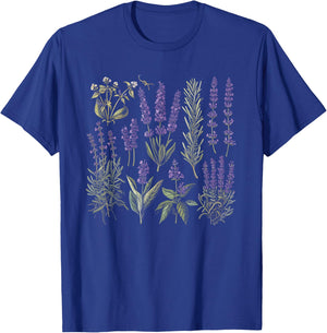 Vintage Botanical Lavender Flower Girl Cute Floral Plant Mom T-Shirt - T-Shirt | Royal