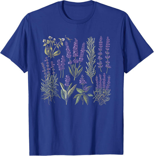 Vintage Botanical Lavender Flower Girl Cute Floral Plant Mom T-Shirt - T-Shirt | Royal
