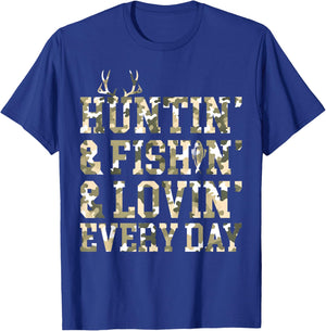 Hunting Fishing Loving Every Day Camo US Flag Hunting Season T-Shirt - T-Shirt | Royal