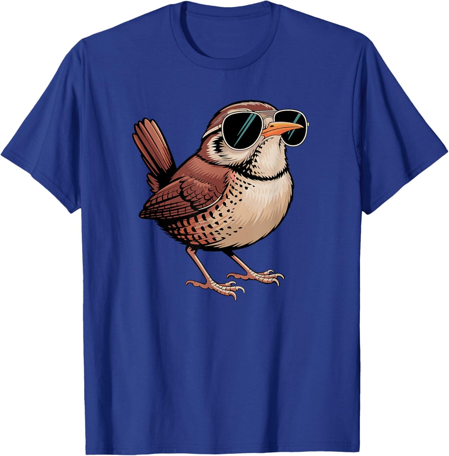 Cool Wren Wearing Sunglasses Bird Watching Lover Funny Humor T-Shirt - T-Shirt | Royal
