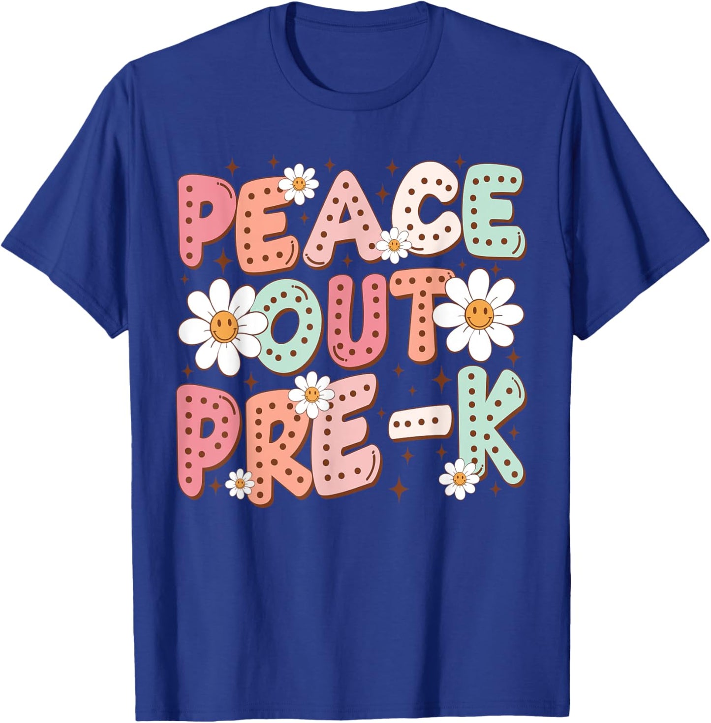 Peace Out Pre-K Cute Groovy Last Day of Preschool Graduation T-Shirt - T-Shirt | Royal