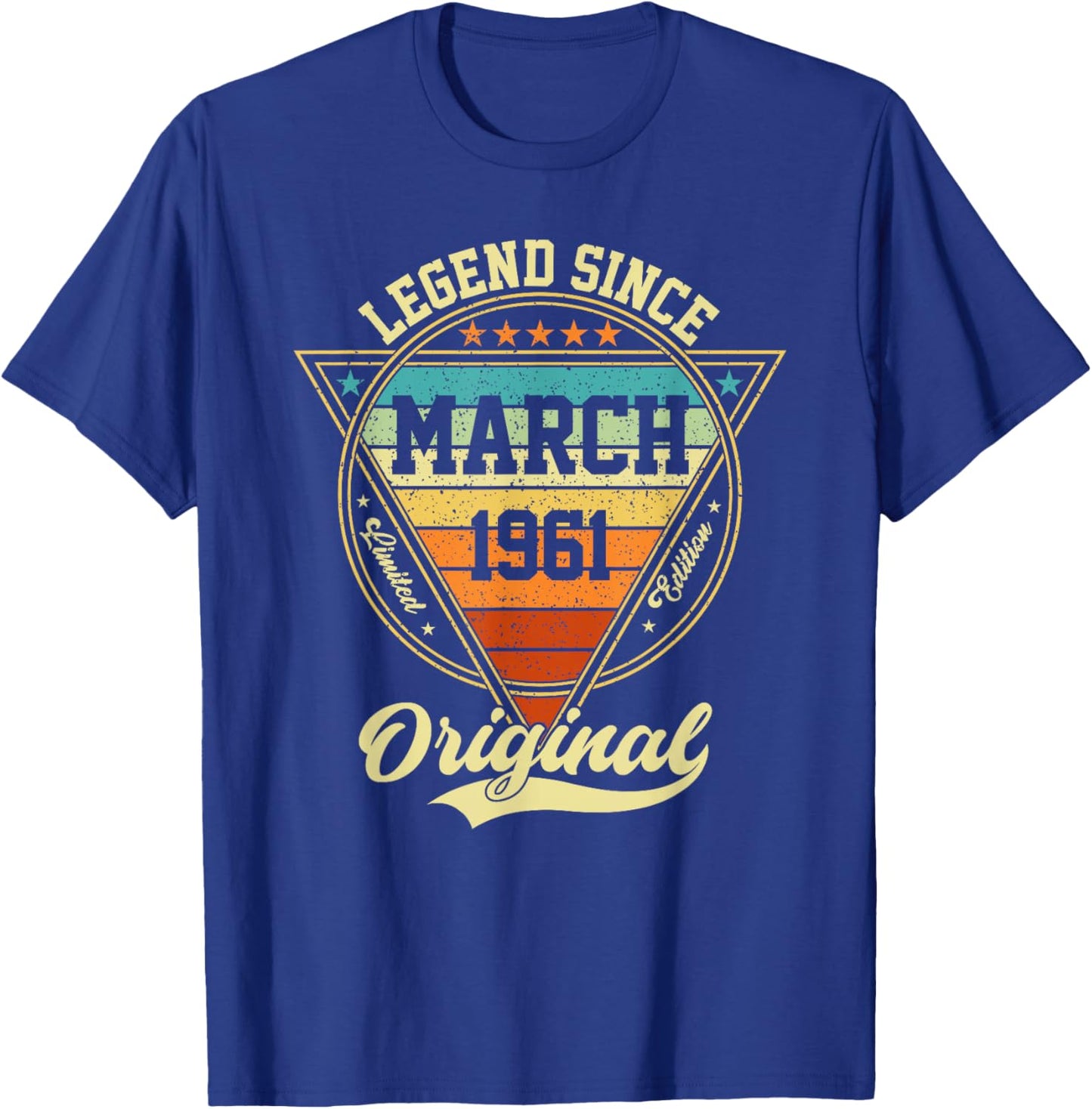 Vintage 65th Birthday Legend Since March 1961 T-Shirt - T-Shirt | Royal