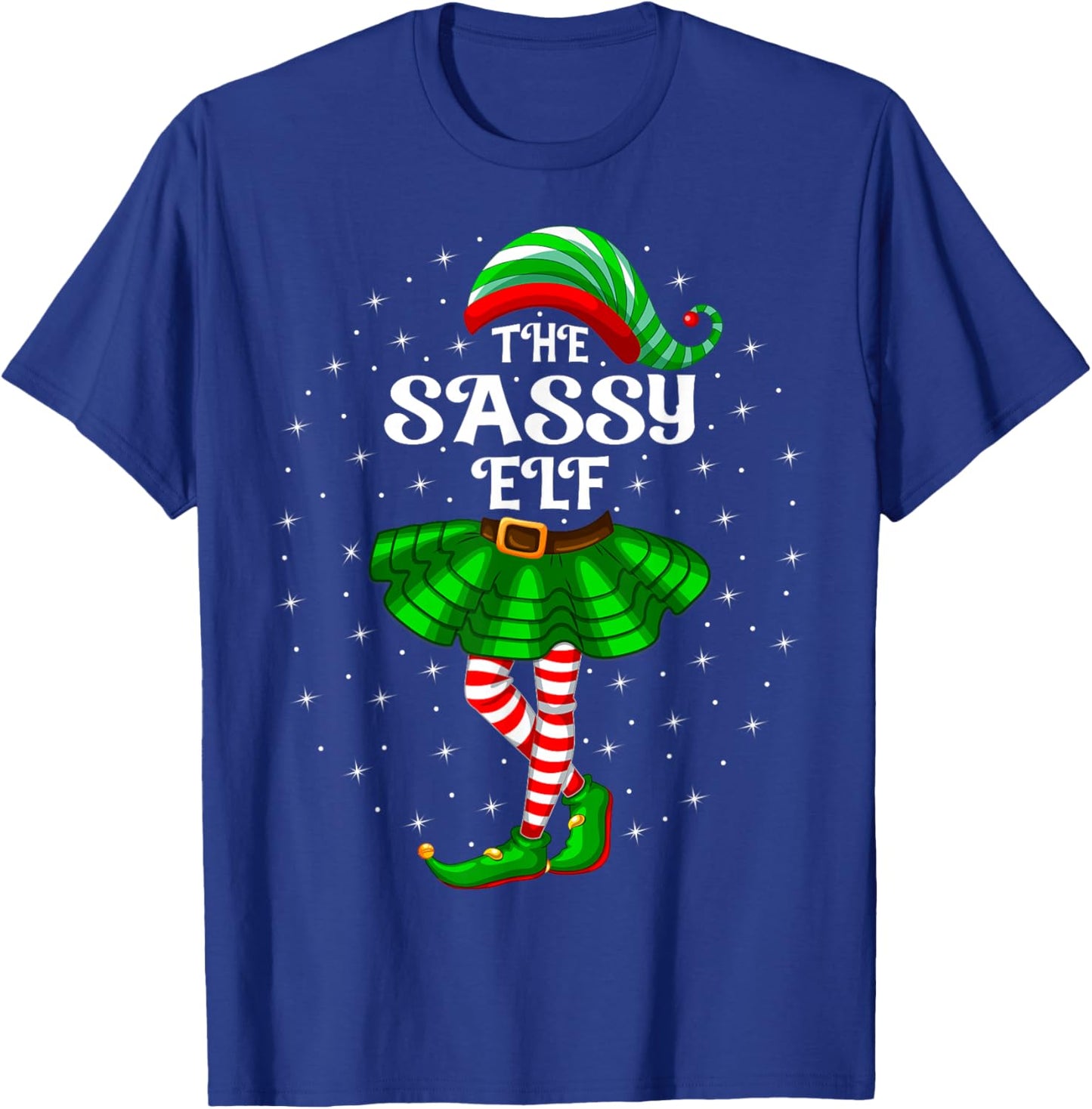 Xmas Family Matching Women Girls Mom The Sassy Elf Christmas T-Shirt - T-Shirt | Royal