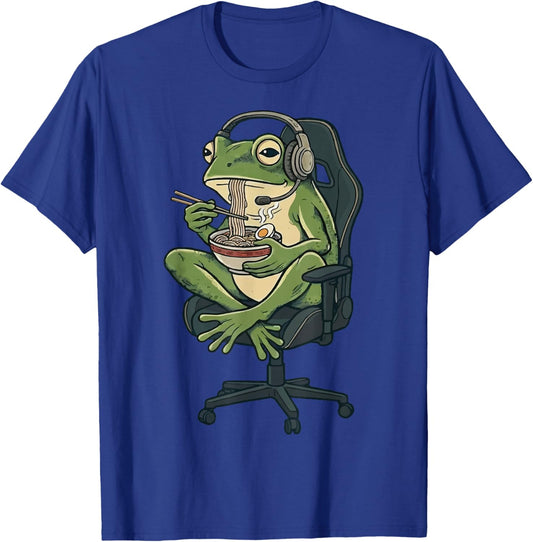 Frog Gamer Ramen Japanese Noodles T-Shirt - T-Shirt | Royal
