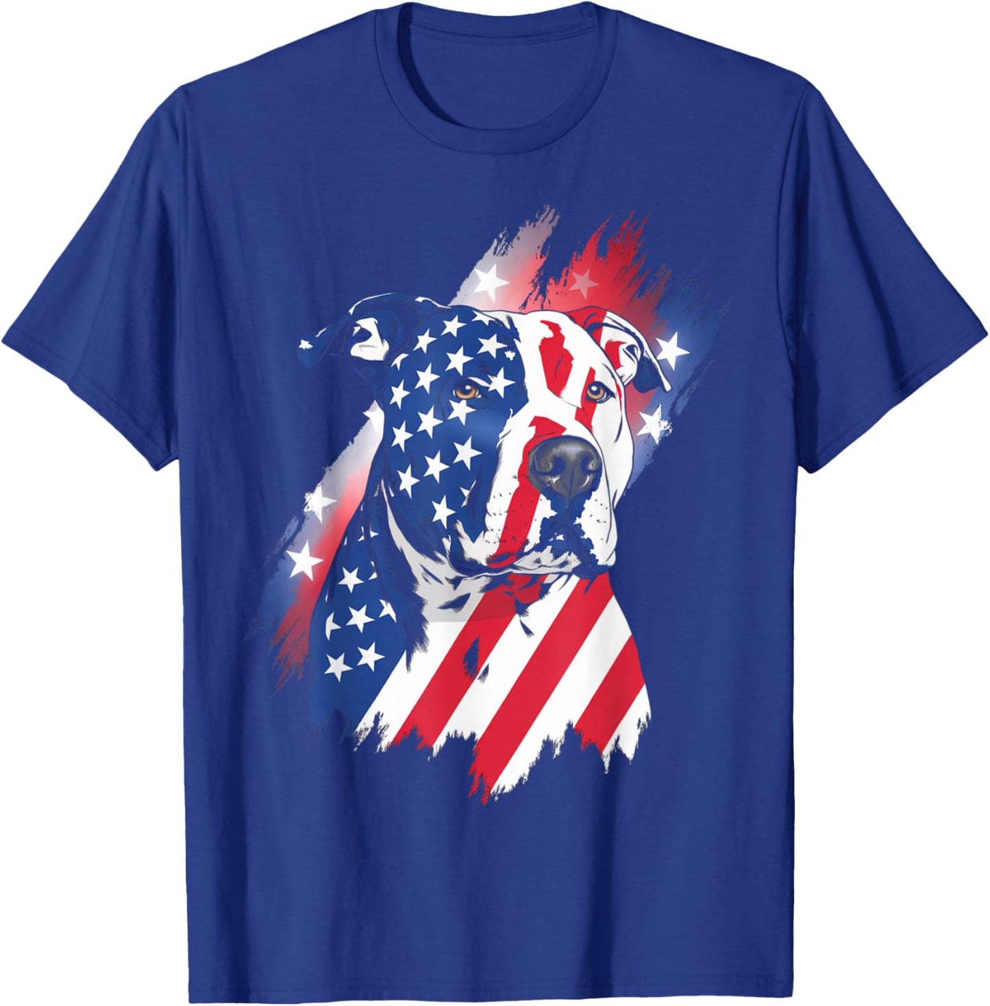 4th Of July American Flag Patriotic Pitbull Terrier T-Shirt - T-Shirt | Royal