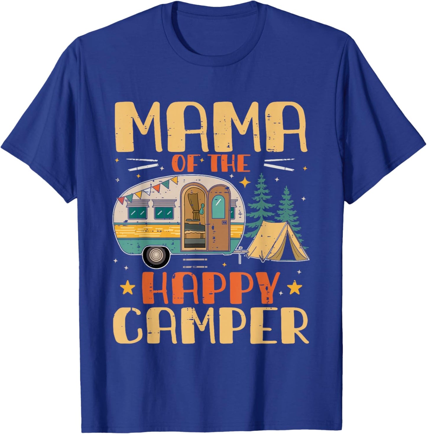 Mama of Happy Camper 1st Birthday Party Retro Mama T-Shirt - T-Shirt | Royal