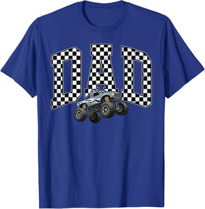 Dad Retro Monster Truck Family Crew Birthday Matching T-Shirt - T-Shirt | Royal