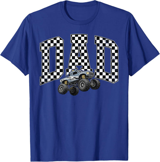Dad Retro Monster Truck Family Crew Birthday Matching T-Shirt - T-Shirt | Royal