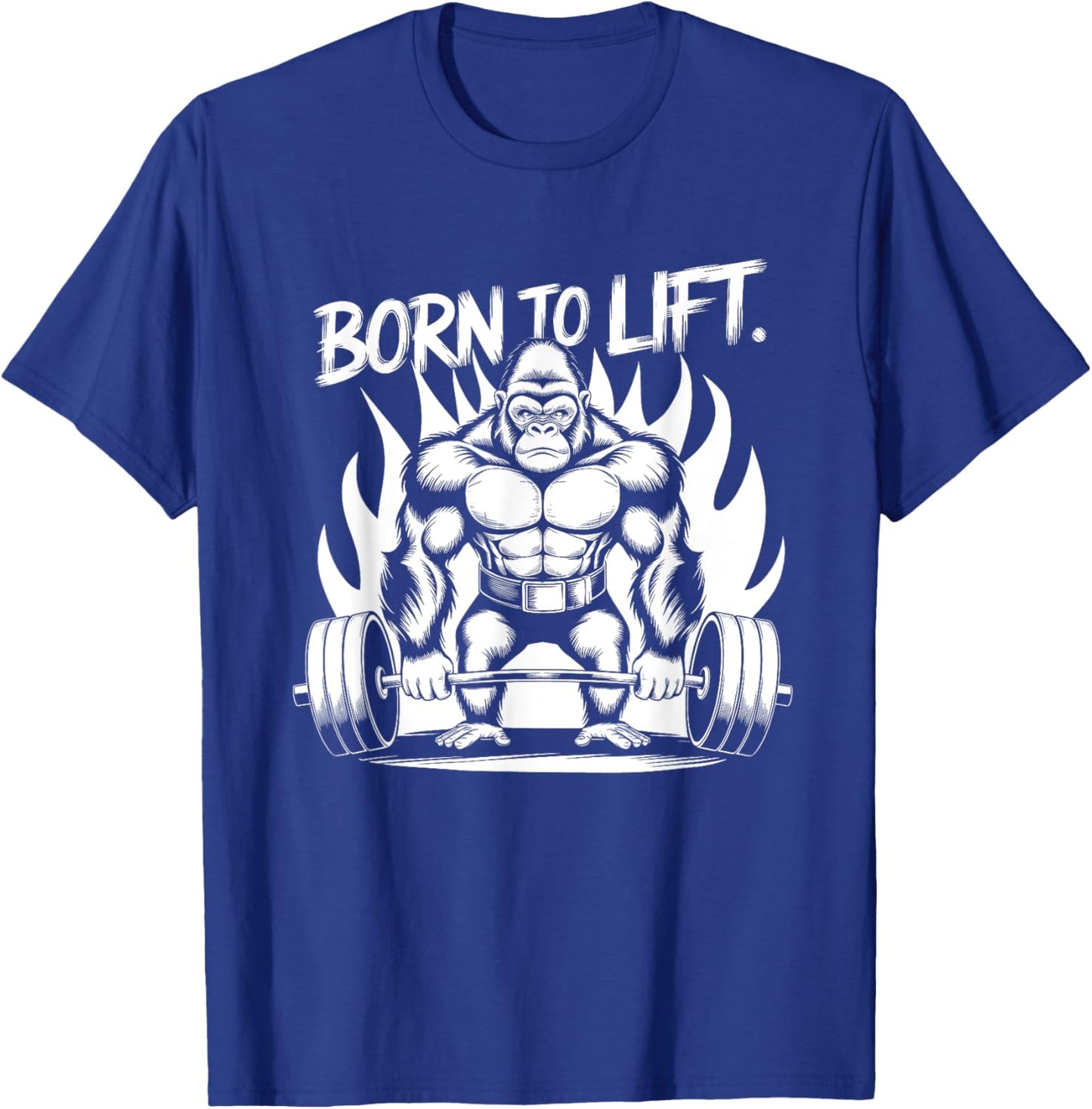 Born to Lift - Gym Art Gorilla Lifting Weights Design T-Shirt - T-Shirt | Royal