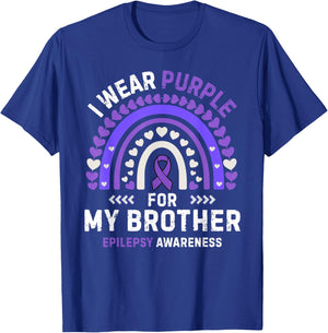 I wear Purple for My Brother Seizure Epilepsy Awareness T-Shirt - T-Shirt | Royal
