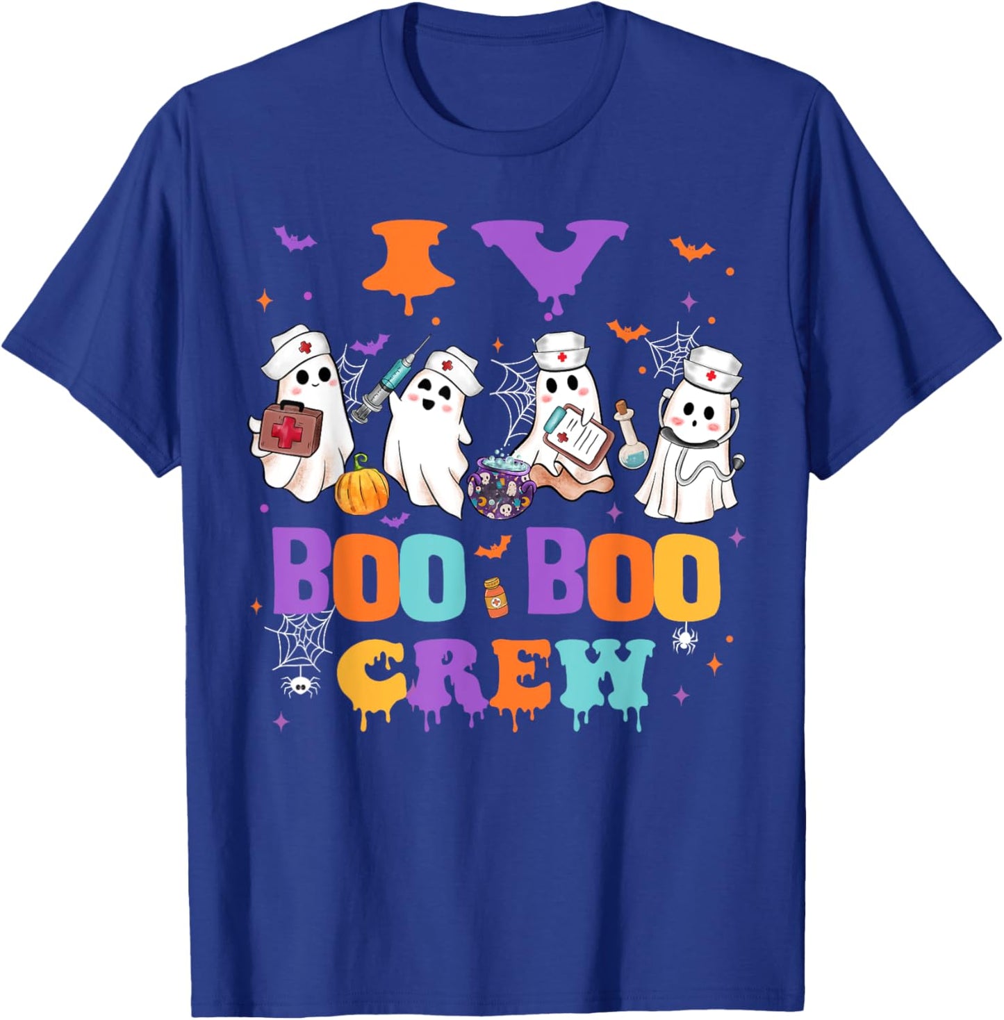 IV Nurse Boo Boo Crew Nurse Halloween Squad Nursing T-Shirt - T-Shirt | Royal
