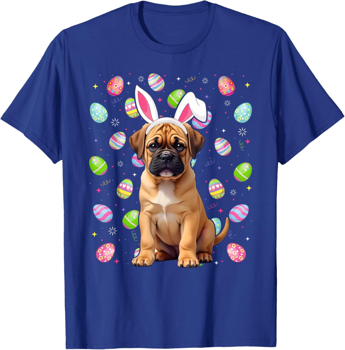 Bullmastiff Dog Easter Egg Hunt Bunny Ear Bullmastiff Easter T-Shirt - T-Shirt | Royal