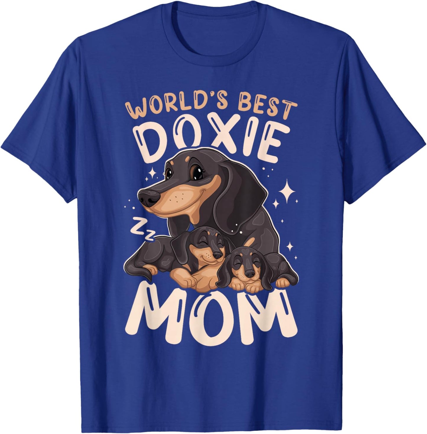 World's Best Doxie Mom, Dachshund with 2 Puppies Mothers Day T-Shirt - T-Shirt | Royal