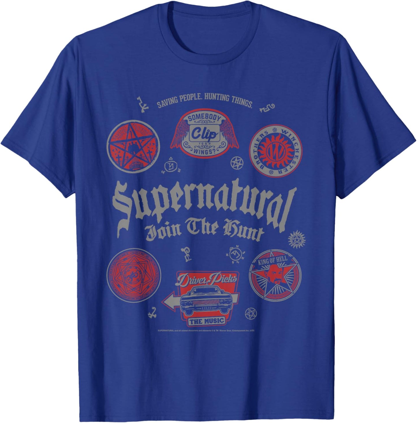 Supernatural Join The Hunt Goth Badges Collage TV Show T-Shirt - T-Shirt | Royal