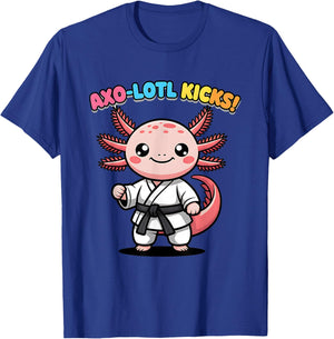 Axolotl Martial Arts Cute Training Funny Kids Black Belt T-Shirt - T-Shirt | Royal