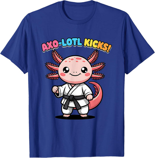 Axolotl Martial Arts Cute Training Funny Kids Black Belt T-Shirt - T-Shirt | Royal