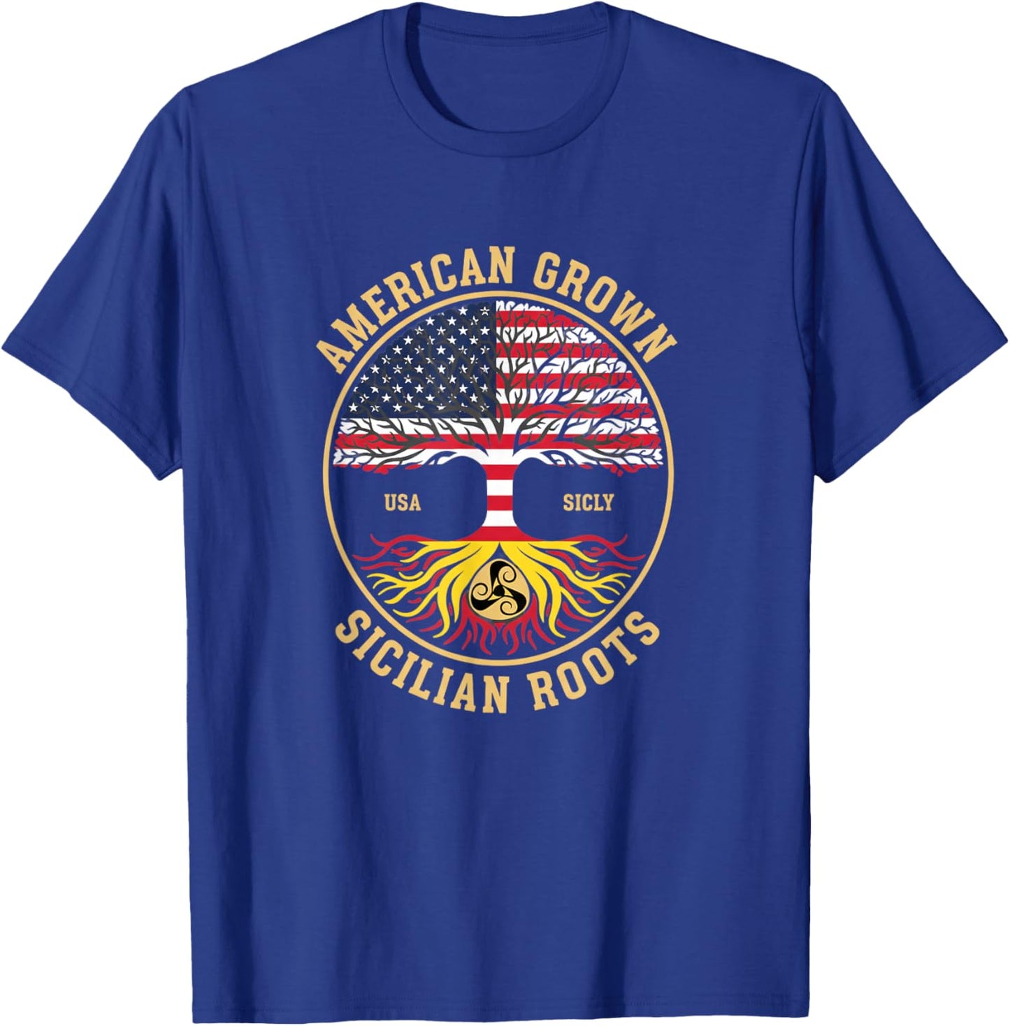 USA American Grown Sicilian Roots USA T-Shirt - T-Shirt | Royal