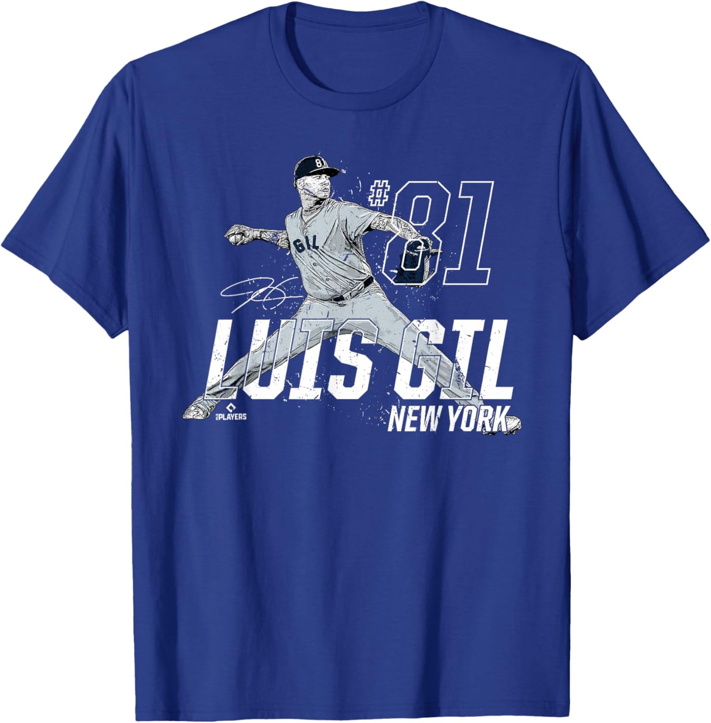 Dynamic Pose Luis Gil New York Baseball MLBPA T-Shirt - T-Shirt | Royal