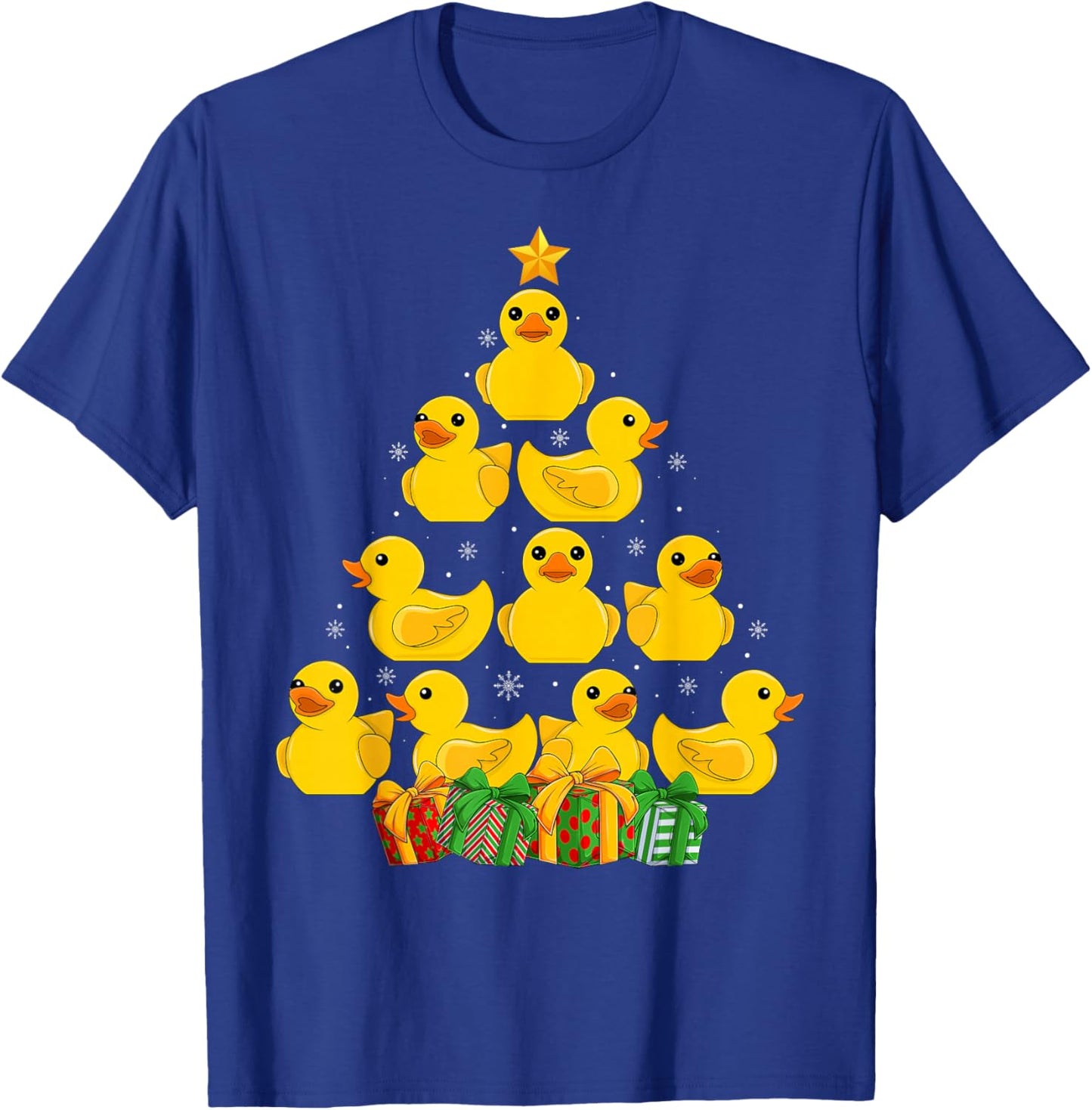 Rubber Duck Christmas Tree Pajamas Santa Hat Duck Xmas Decor T-Shirt - T-Shirt | Royal