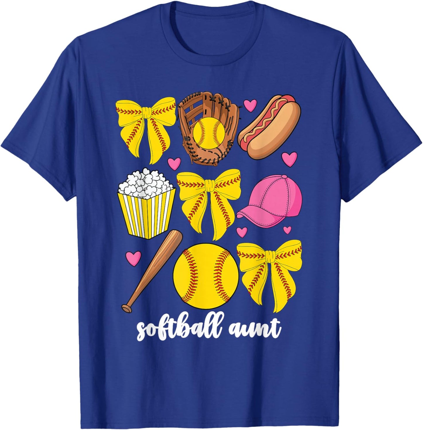 Softball Aunt Softball Coquette Bow Niece Auntie T-Shirt - T-Shirt | Royal