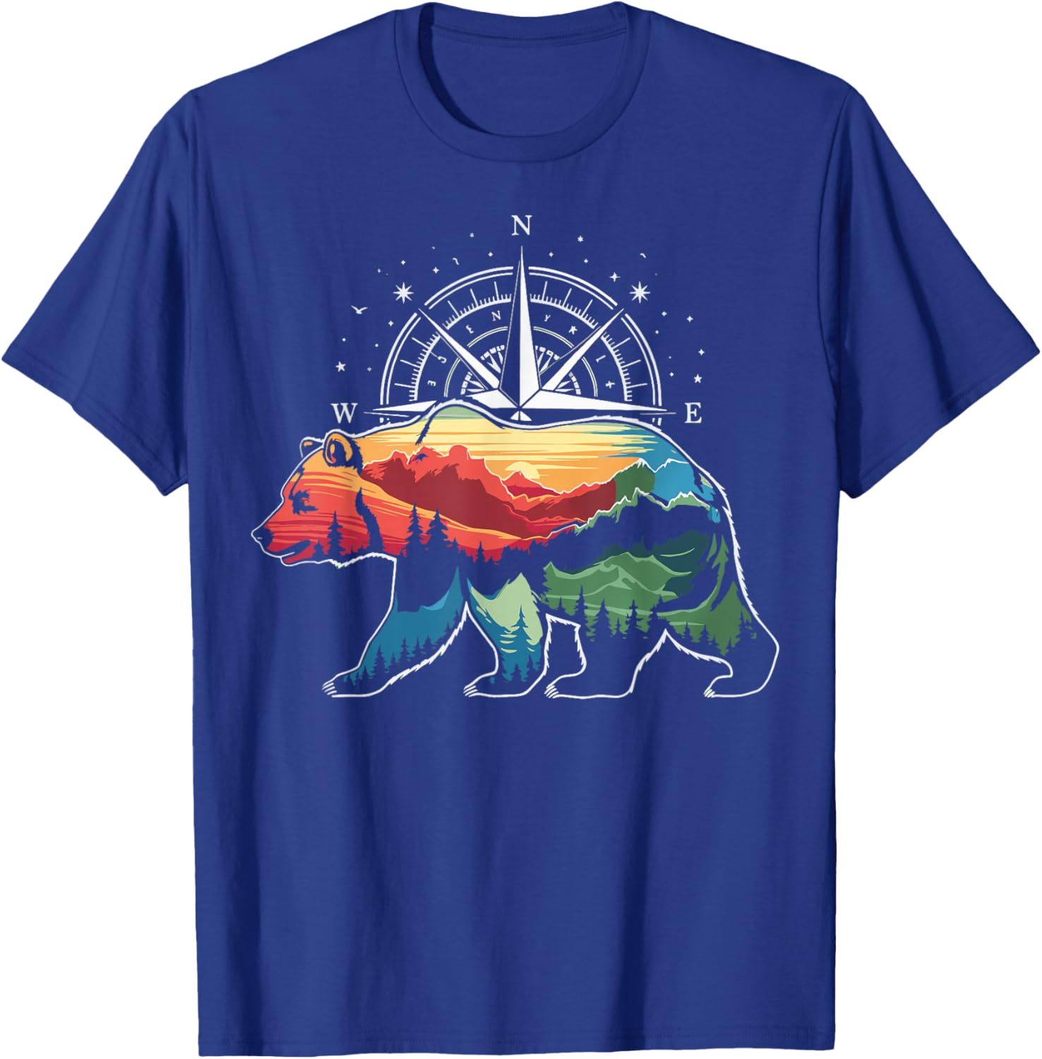 Bear Compass Hiker Outdoor T-Shirt - T-Shirt | Royal