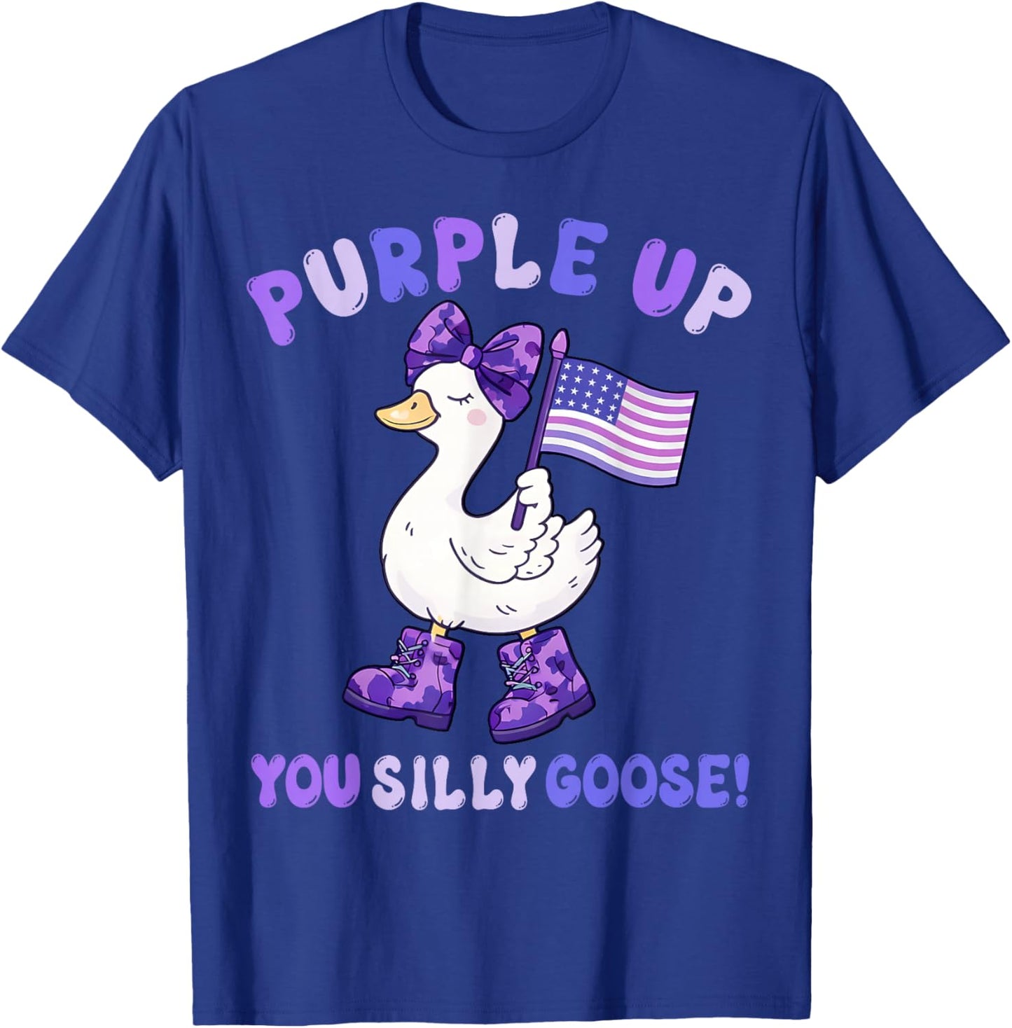 Purple Up Military Kids You Silly Goose Funny Coquette Bow T-Shirt - T-Shirt | Royal