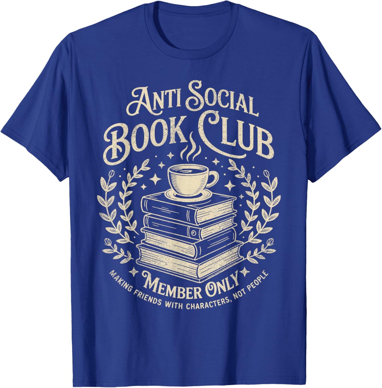 Introvert Books Club Member Coffee Book Lovers Vintage T-Shirt - T-Shirt | Royal